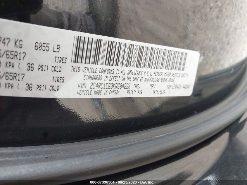 2019 CHRYSLER PACIFICA TOURING L PLUS - 2C4RC1EG3KR604290