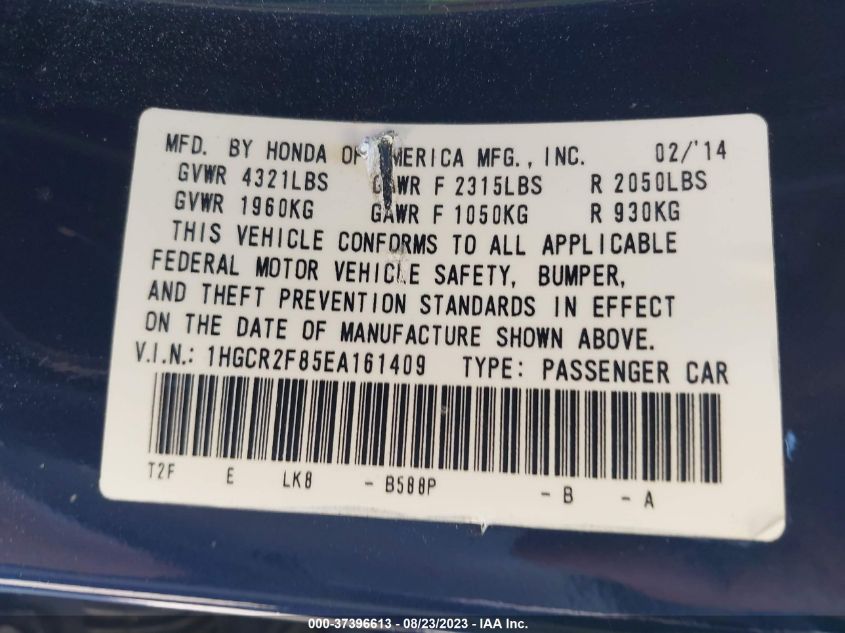 2014 HONDA ACCORD SEDAN EX-L - 1HGCR2F85EA161409