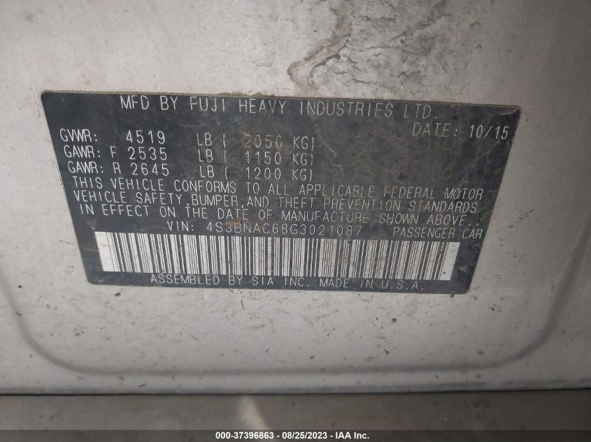 2016 SUBARU LEGACY 2.5I PREMIUM - 4S3BNAC68G3021087