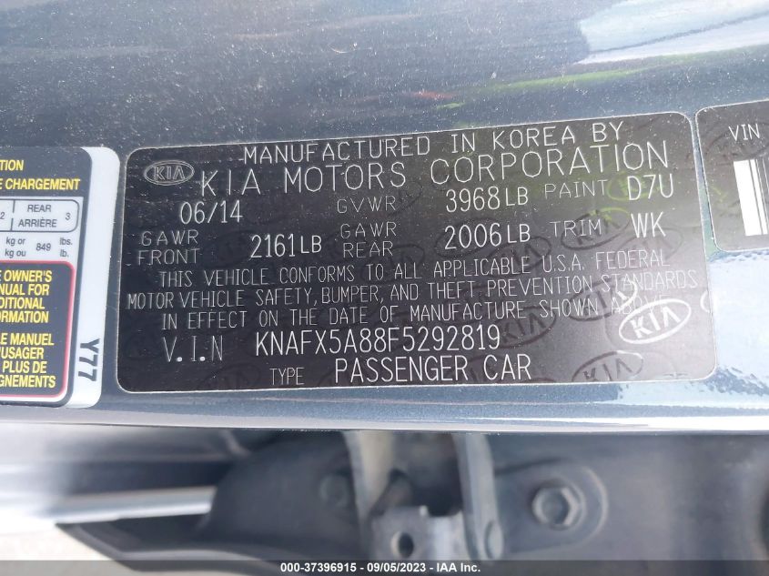 2015 KIA FORTE 5-DOOR EX - KNAFX5A88F5292819