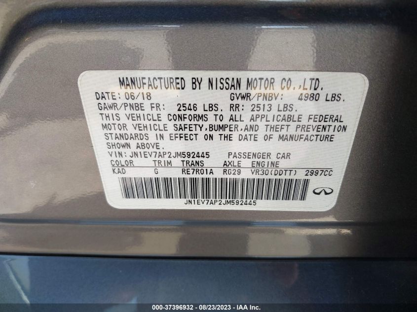 2018 INFINITI Q50 3.0T LUXE - JN1EV7AP2JM592445