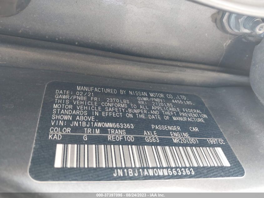 2021 NISSAN ROGUE SPORT S - JN1BJ1AW0MW663363