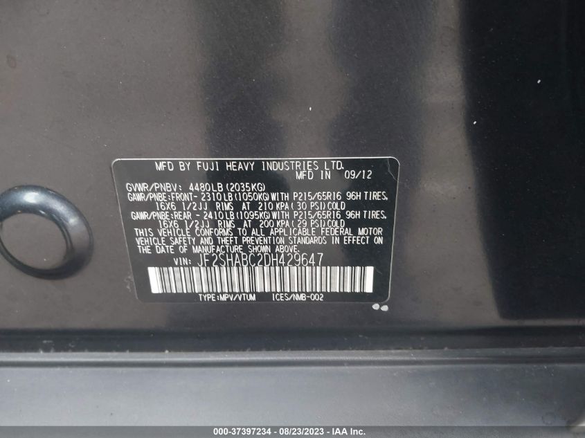 2013 SUBARU FORESTER 2.5X - JF2SHABC2DH429647