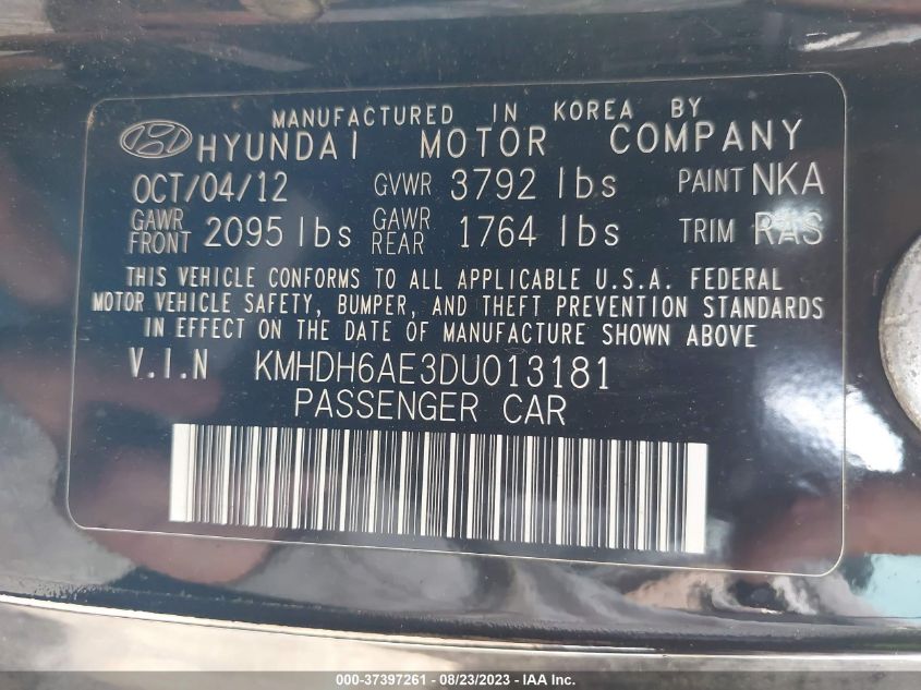 2013 HYUNDAI ELANTRA COUPE SE KMHDH6AE3DU013181