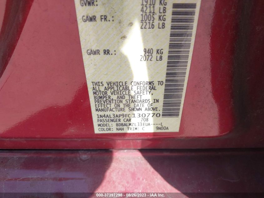 2015 NISSAN ALTIMA 2.5/S/SV/SL - 1N4AL3AP9FC130770