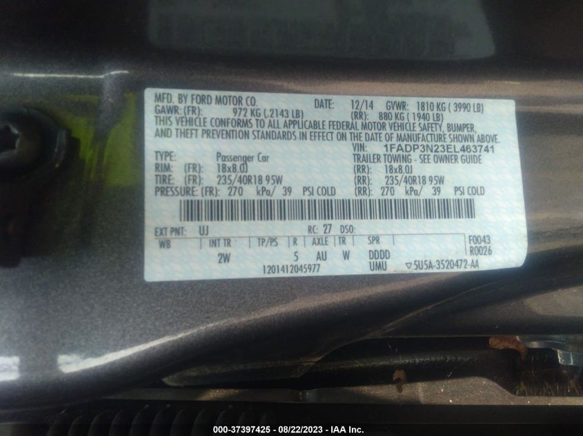 2014 FORD FOCUS TITANIUM - 1FADP3N23EL463741