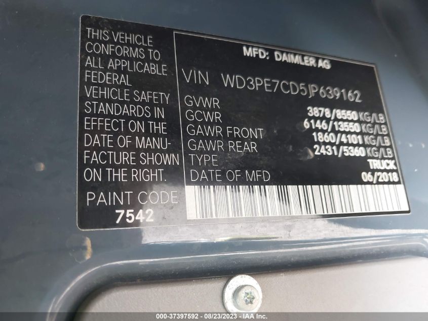 2018 MERCEDES-BENZ SPRINTER CARGO VAN - WD3PE7CD5JP639162