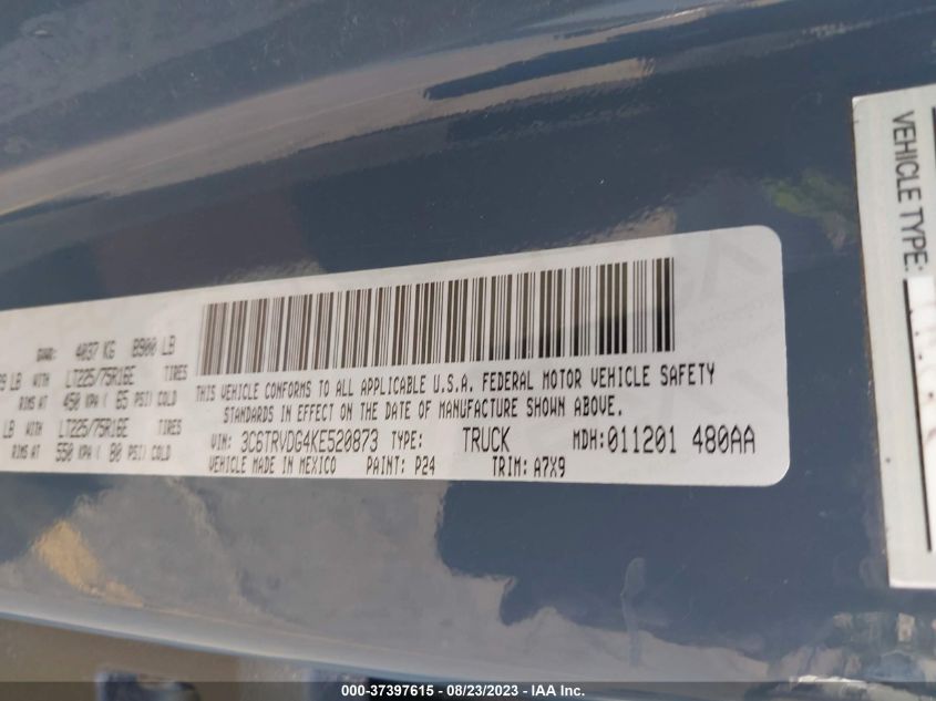2019 RAM PROMASTER CARGO VAN - 3C6TRVDG4KE520873