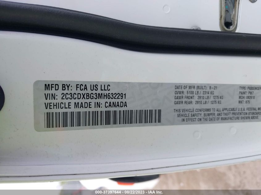 2021 DODGE CHARGER SXT - 2C3CDXBG3MH632291