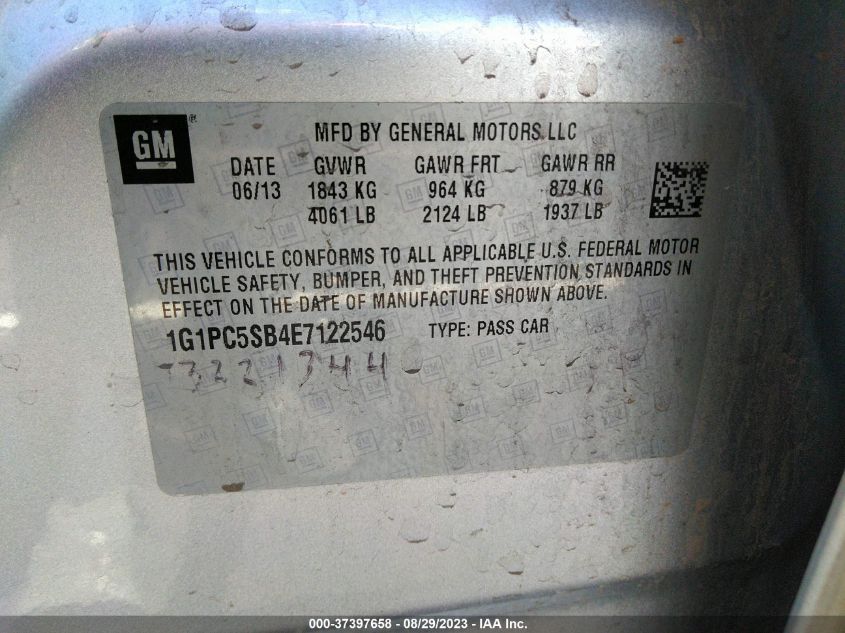 2014 CHEVROLET CRUZE LT - 1G1PC5FB4E7122546