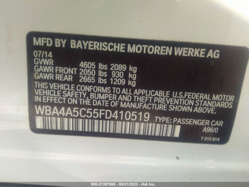 2015 BMW 4 SERIES 428I - WBA4A5C55FD410519
