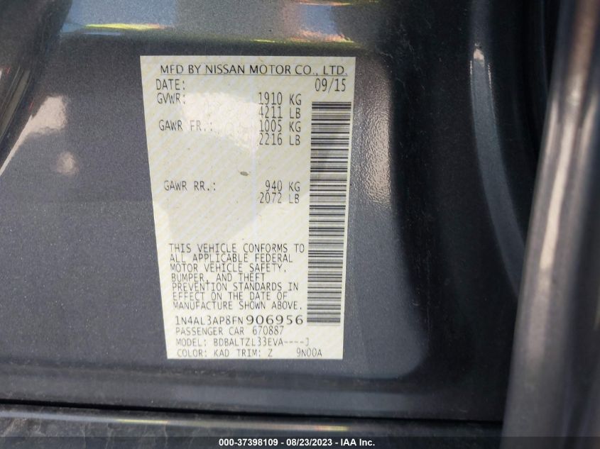 2015 NISSAN ALTIMA 2.5 SL - 1N4AL3AP8FN906956