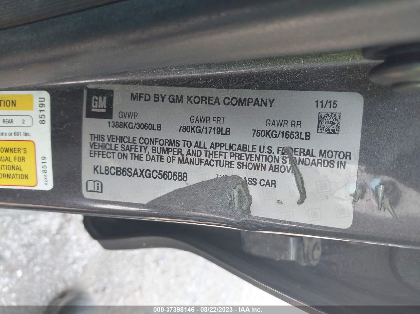 2016 CHEVROLET SPARK LS - KL8CB6SAXGC560688