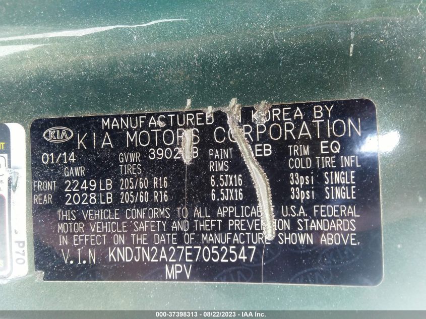 2014 KIA SOUL BASE - KNDJN2A27E7052547