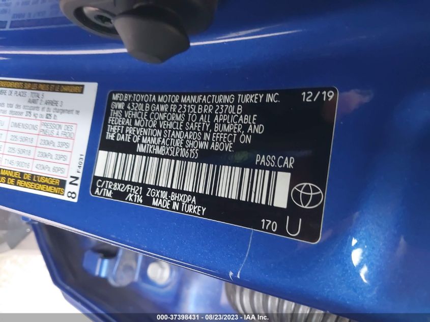 2020 TOYOTA C-HR LE/XLE/LIMITED - NMTKHMBX5LR106155