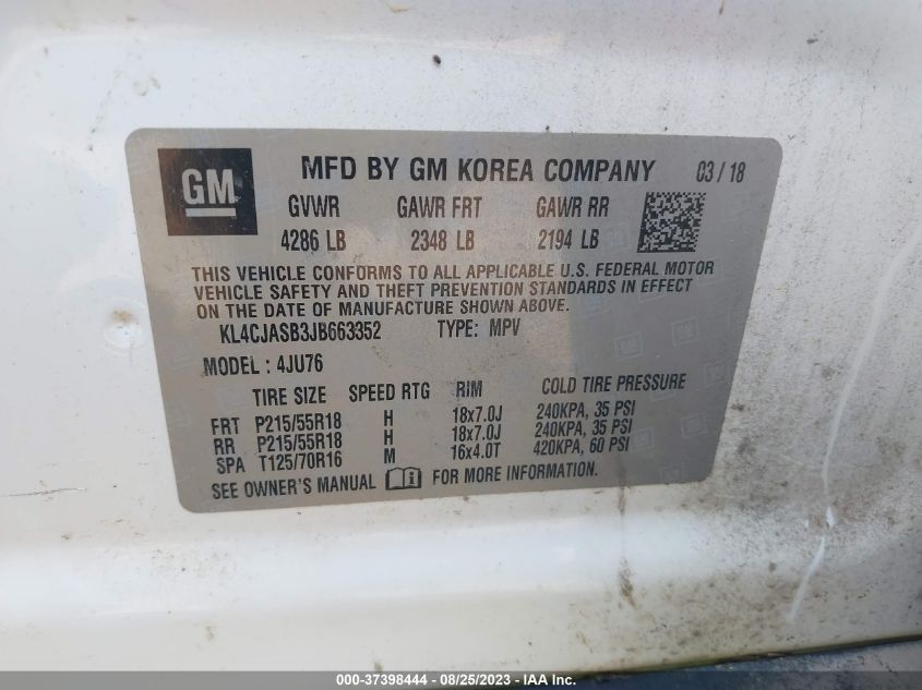 2018 BUICK ENCORE PREFERRED - KL4CJASB3JB663352