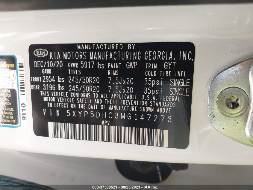 2021 KIA TELLURIDE SX - 5XYP5DHC3MG147273