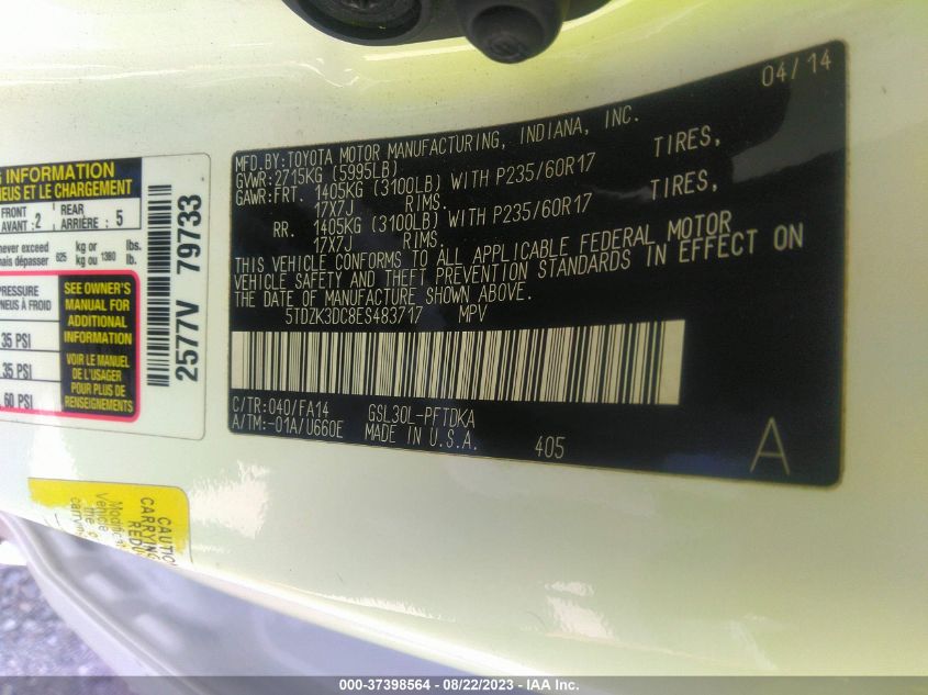 2014 TOYOTA SIENNA L - 5TDZK3DC8ES483717