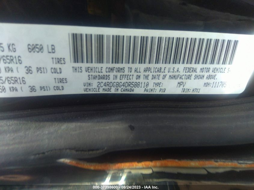 2013 DODGE GRAND CARAVAN AMERICAN VALUE PKG - 2C4RDGBG4DR588110
