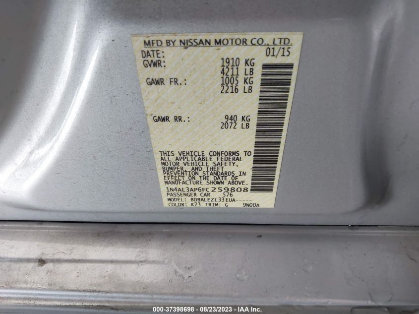 2015 NISSAN ALTIMA 2.5 - 1N4AL3AP6FC259808