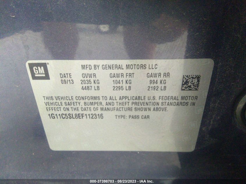 2014 CHEVROLET MALIBU LT - 1G11C5SL8EF112316
