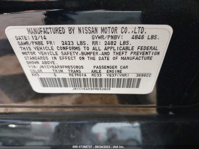 2015 INFINITI Q40 JN1CV6AR9FM650805