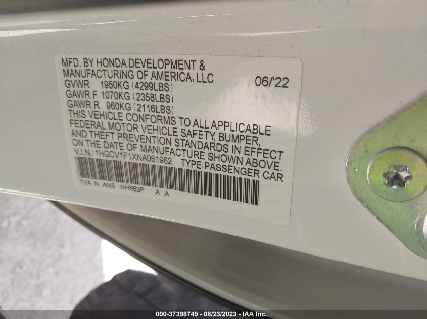 2022 HONDA ACCORD SEDAN LX - 1HGCV1F1XNA061962