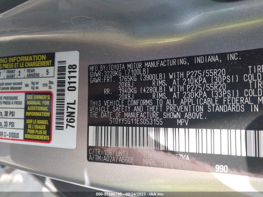 2014 TOYOTA SEQUOIA PLATINUM - 5TDYY5G11ES053155