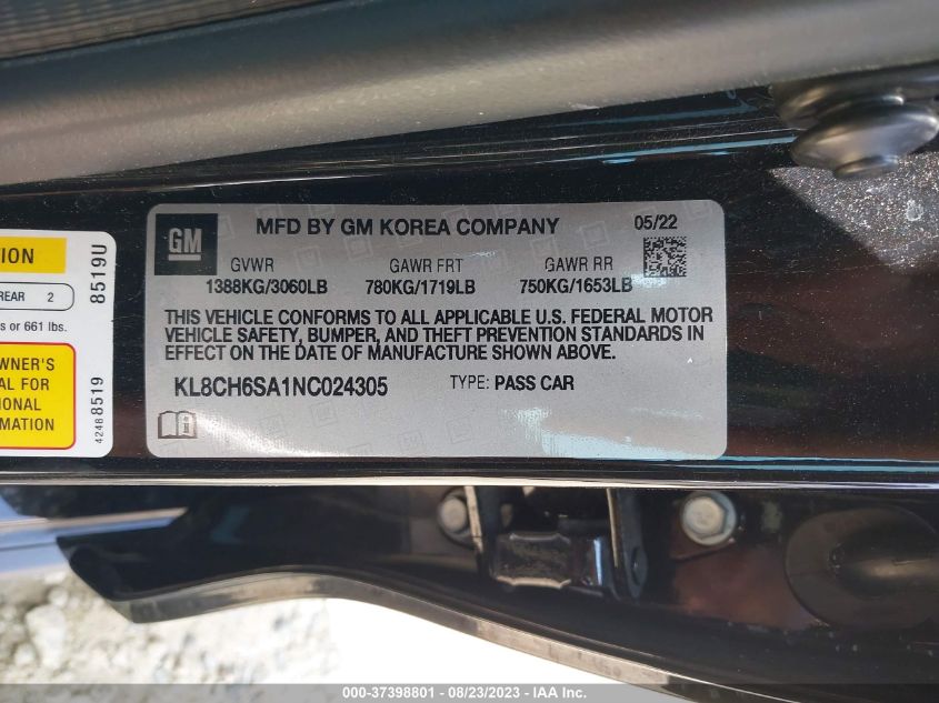 2022 CHEVROLET SPARK ACTIV - KL8CH6SA1NC024305