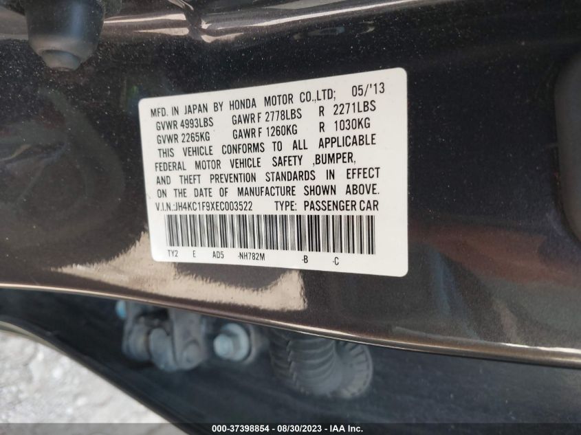 2014 ACURA RLX ADVANCE PKG - JH4KC1F9XEC003522