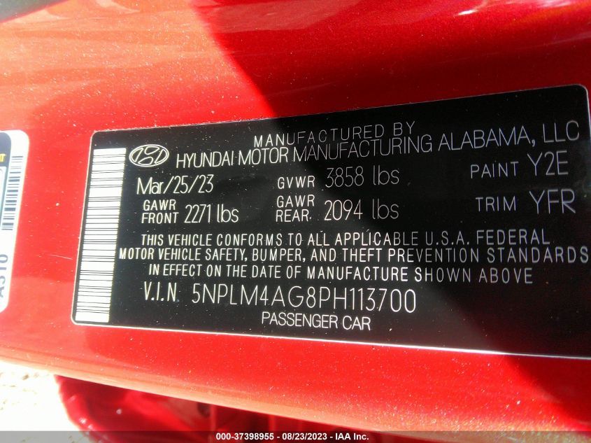 5NPLM4AG8PH113700 Hyundai Elantra SEL 9