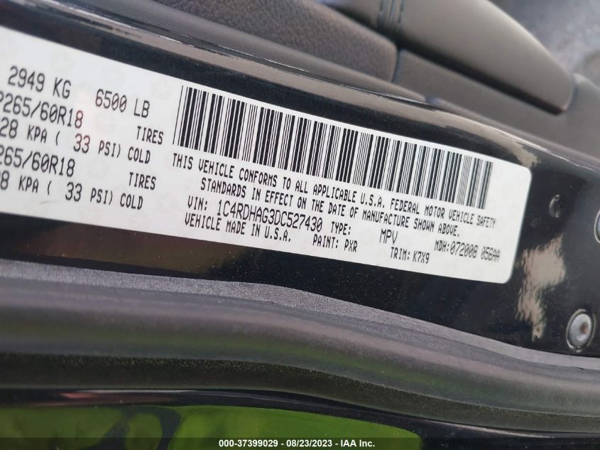 2013 DODGE DURANGO SXT - 1C4RDHAG3DC527430