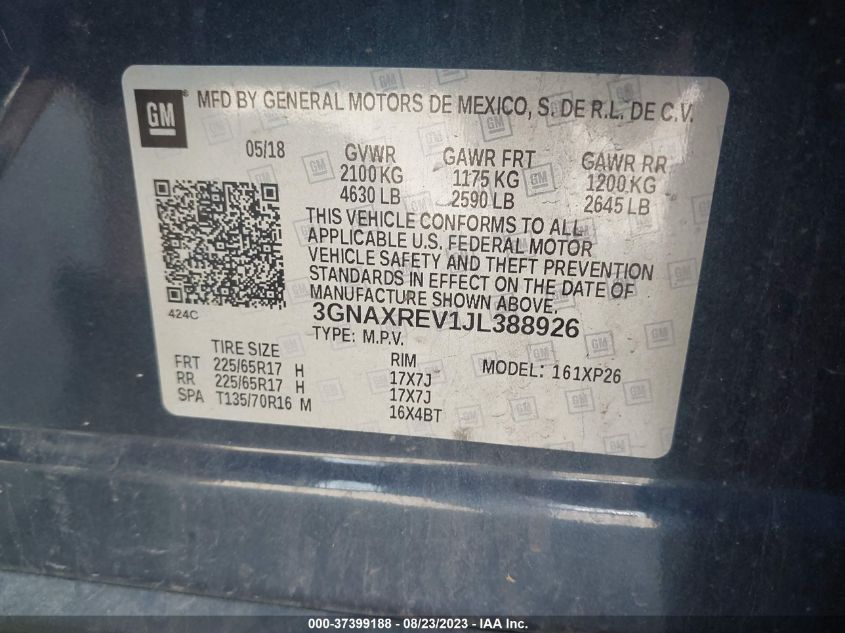 2018 CHEVROLET EQUINOX LS - 3GNAXREV1JL388926