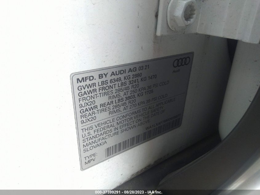 WA1LXAF78MD035977 2021 AUDI Q7, photo no. 9