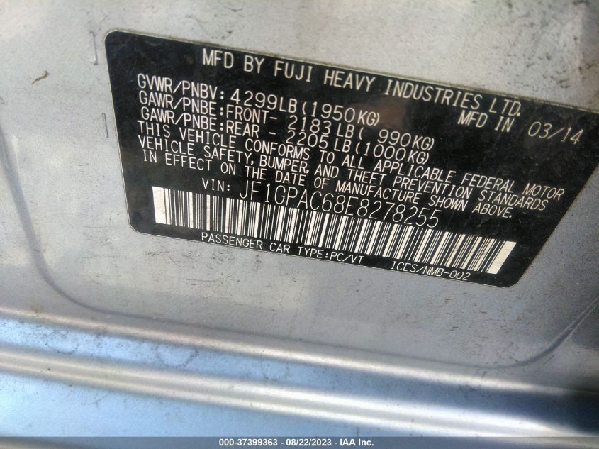 2014 SUBARU IMPREZA WAGON 2.0I PREMIUM - JF1GPAC68E8278255
