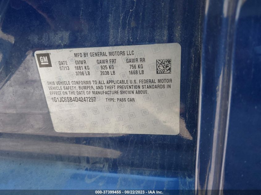 2013 CHEVROLET SONIC LT - 1G1JC6SB4D4247297