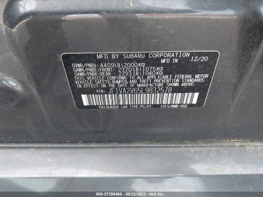 2020 SUBARU WRX STI LIMITED - JF1VA2V65L9832578