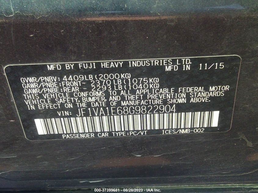 2016 SUBARU WRX PREMIUM - JF1VA1E68G9822904