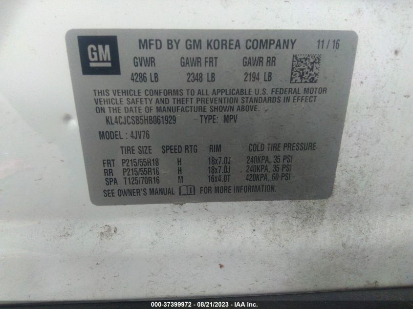 2017 BUICK ENCORE ESSENCE - KL4CJCSB5HB061929