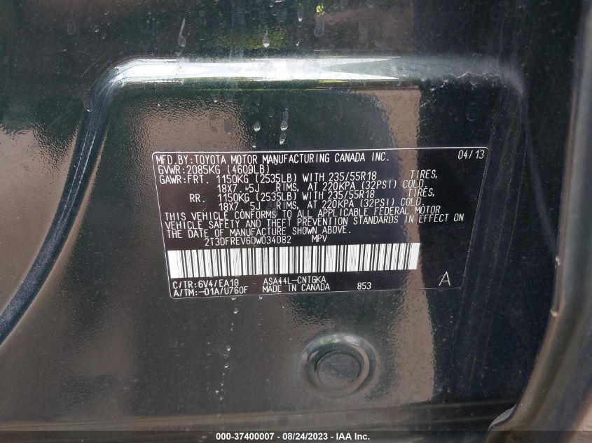 2013 TOYOTA RAV4 LIMITED - 2T3DFREV6DW034082