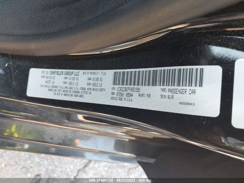 2015 CHRYSLER 200 S - 1C3CCCBG7FN551591