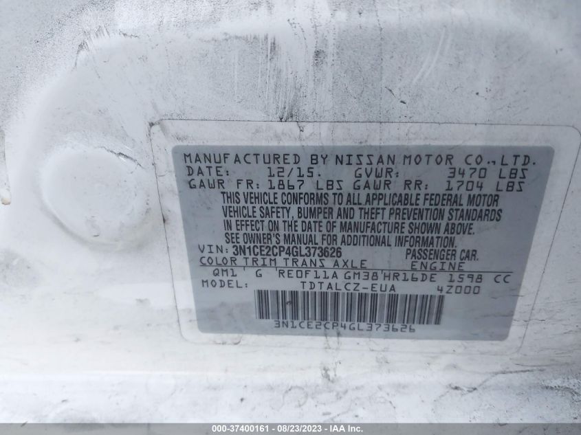 2016 NISSAN VERSA NOTE S PLUS - 3N1CE2CP4GL373626