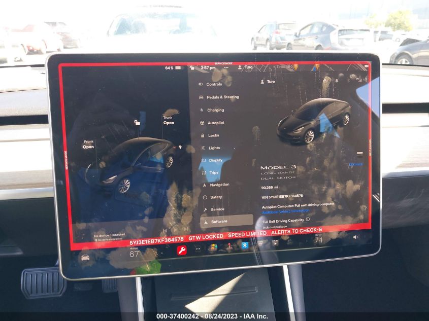 2019 TESLA MODEL 3 LONG RANGE/PERFORMANCE - 5YJ3E1EB7KF364578