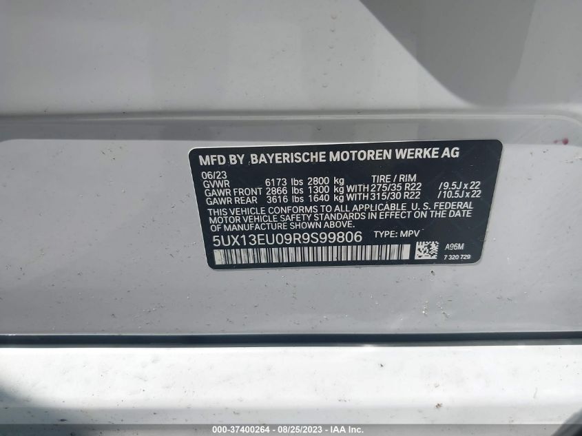 VIN 5UX13EU09R9S99806 2024 BMW X5 SDRIVE 40I