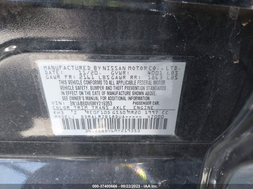 2021 NISSAN SENTRA SR - 3N1AB8DV6MY219353