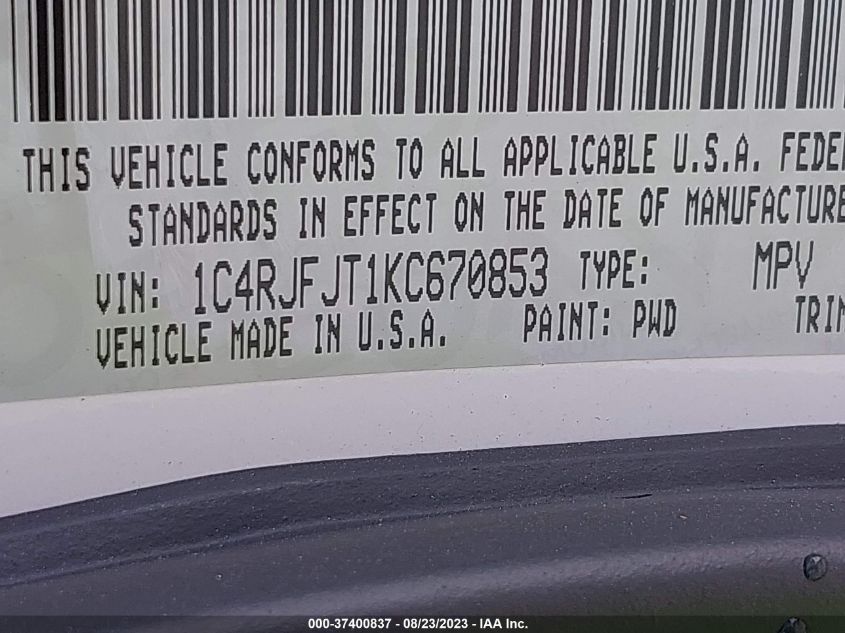 2019 JEEP GRAND CHEROKEE SUMMIT - 1C4RJFJT1KC670853