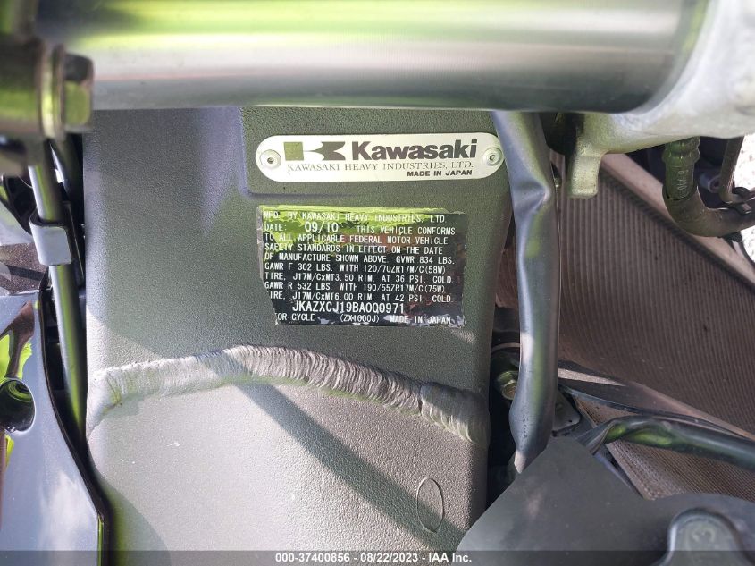 2011 KAWASAKI ZX1000 J JKAZXCJ19BA000971