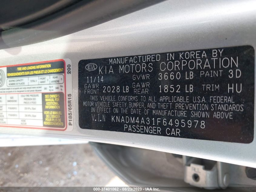 2015 KIA RIO LX - KNADM4A31F6495978