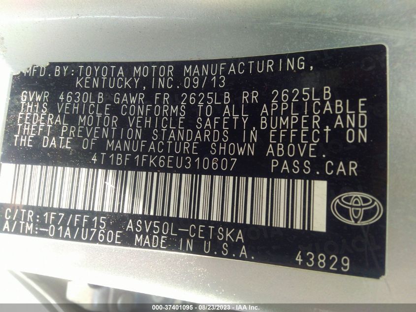 2014 TOYOTA CAMRY L/LE/XLE/SE/SE SPORT - 4T1BF1FK6EU310607