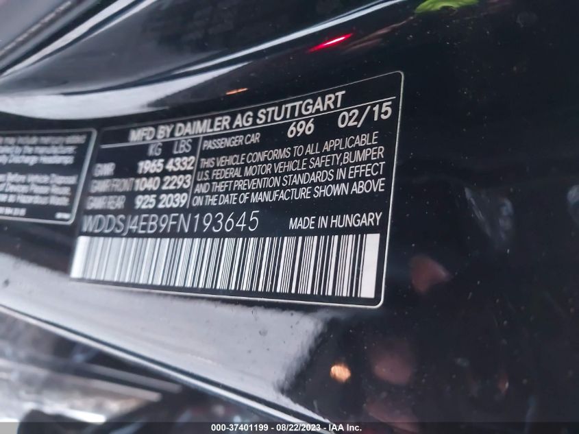 2015 MERCEDES-BENZ CLA-CLASS CLA 250 - WDDSJ4EB9FN193645